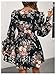 Floerns Women's Floral Wrap V Neck A Line Dress Long Sleeve Elegant Mini Dresses Black Multi Medium
