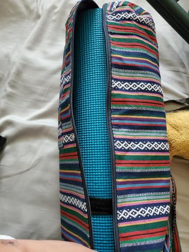 image for ELENTURE Canvas Yoga Mat Bag with Adjustable Strap & Pockets, Full-Zip