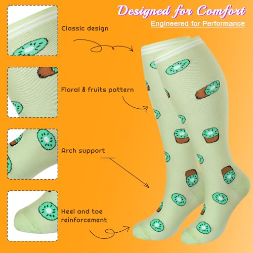 Image of Plus Size Compression Socks for Women & Men 4 Pairs, Wide Calf Extra Large 20-30 mmHg Knee High Support Socks for Travel, Running, Nurse