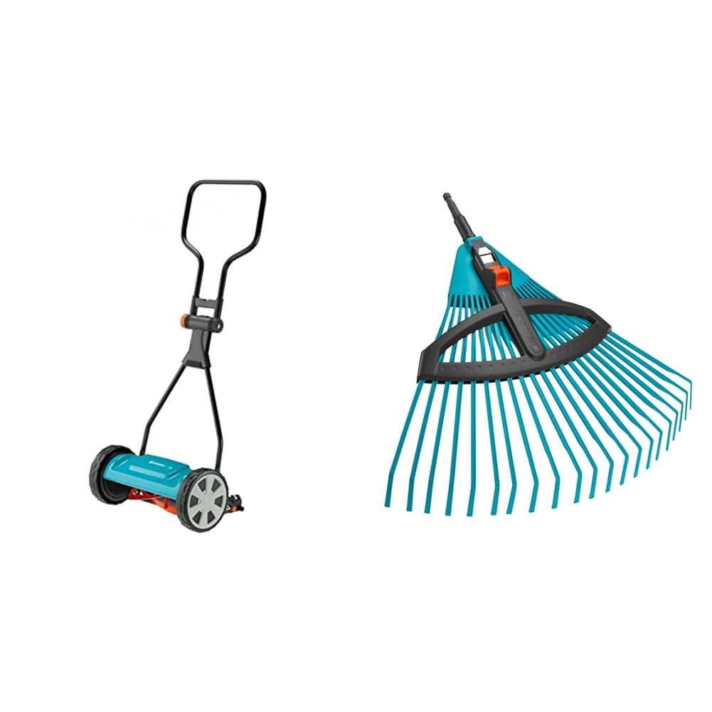 Gardena Classic Spindelmäher 330: Handrasenmäher mit 33cm Arbeitsbreite & combisystem-Kunststoff-Verstellbesen
