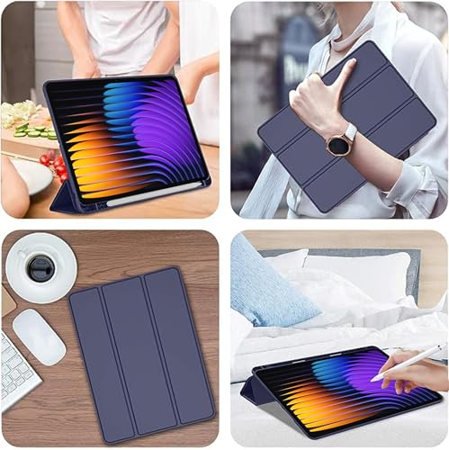 Image of TGK Trifold Cover for Xiaomi Mi Pad 7 11.2 inch Case /Pad 7 Pro with Pencil Holder (Blue)
