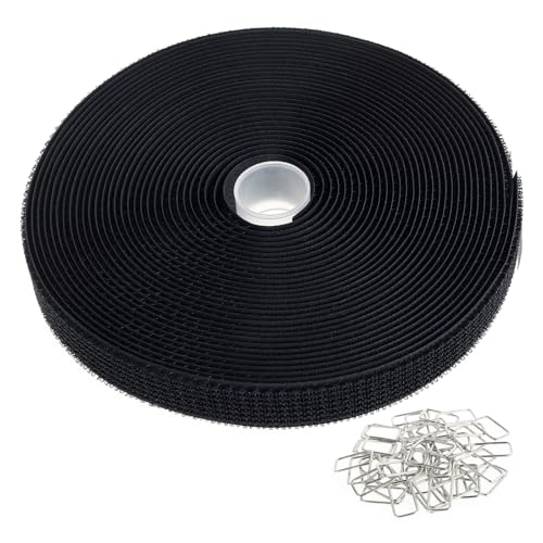 Hook and Loop Straps, Adjustable Nylon Fastening Cable Straps, Freely Cuttable Securing Cord Ties with 50Pcs Metal Buckles, Strong Load Bearing Heavy Duty Adhesive Tape Firm Bonding for DIY