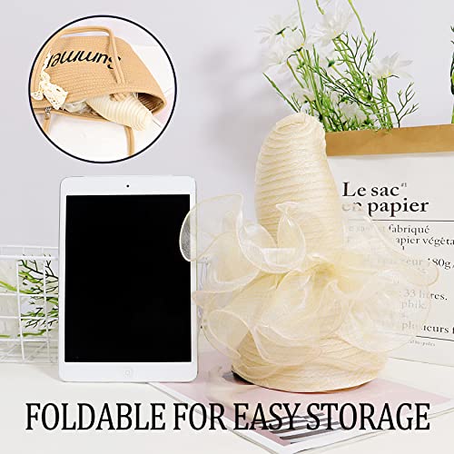 Bellady Women Foldable Organza Derby Hat Wide Brim Summer Beach Cap,Beige #TOP5