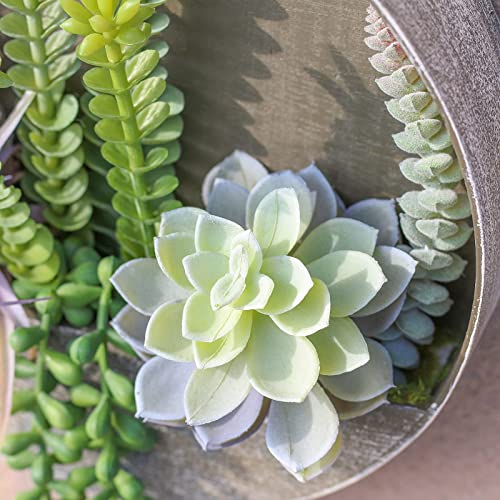Succulents Plants Artificial,Wall Succulents Artificial Wall Hanging Faux Succulents Artificial Plants In Round Wooden Pot, Realistic Fake Plants Wall Decor For Home Office Living Room Bedroom #TOP3