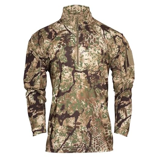 Kryptek Men's Valhalla 2 Long Sleeve Half Zip, Lightweight Camo Hunting Shirt, Obskura Transitional - L