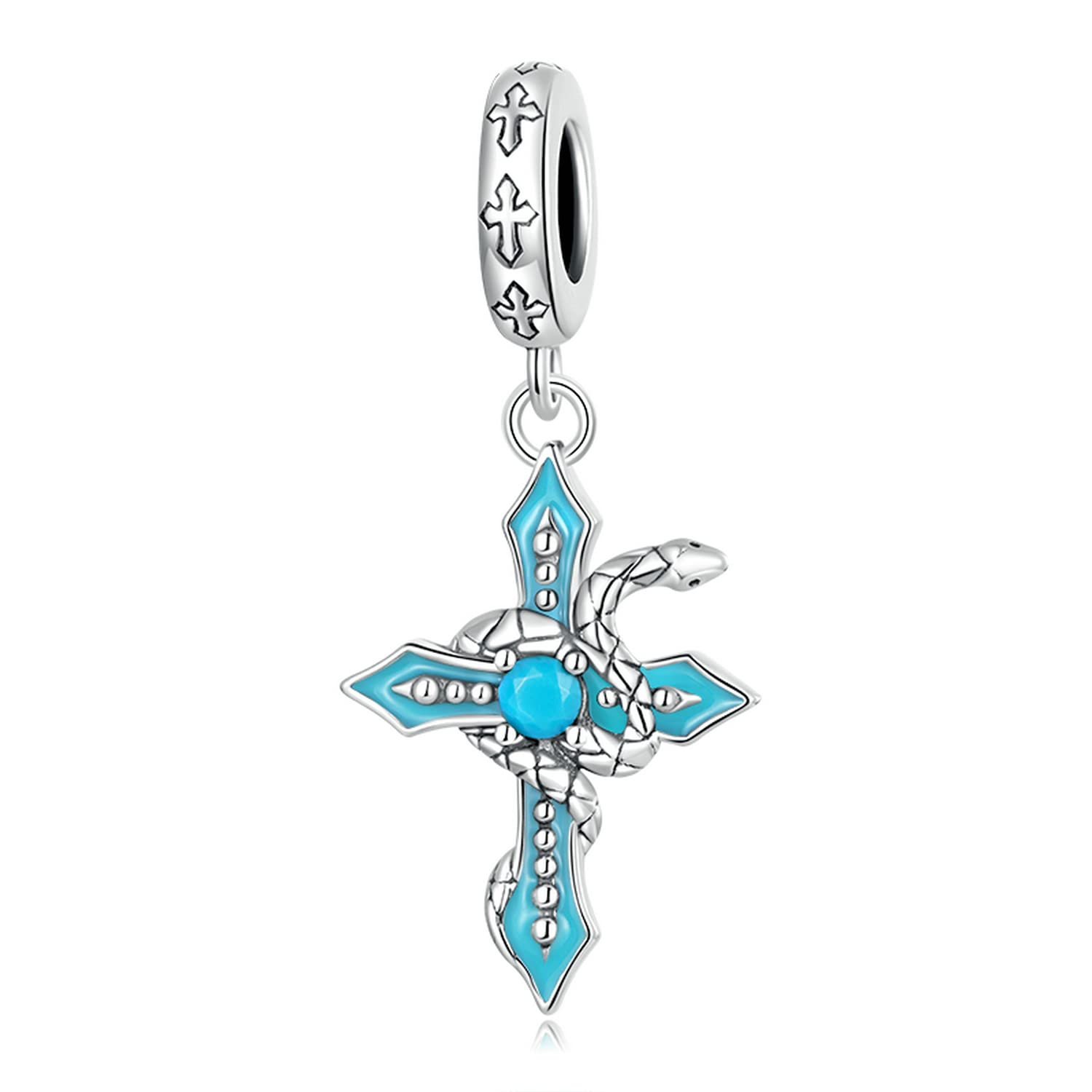 Religious Cross Charms 925 Sterling Silver Beads Charms fit Pandora Charm Bracelets Necklace for Women