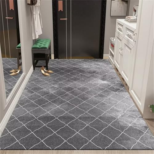 Tapis de salon gris à carreaux 50x80cm moderne et doux