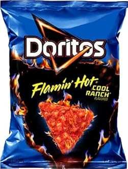 Dorito Doritos Cool Ranch Flamin' Hot Tortilla Chips, 1.75 ounces (Pack of 8)`, 1.75 Ounce (Pack of 8)