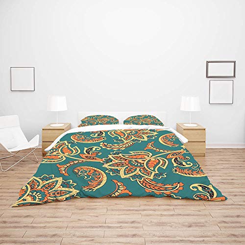 Parure de lit 3 pièces tissu 100% polyester infroissable pour grand lit King - 4