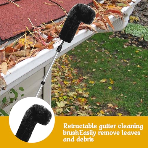 Gutter Cleaner Brush With 8 Ext. Telescopic Gutter Cleaning Pole - Black - Image 4
