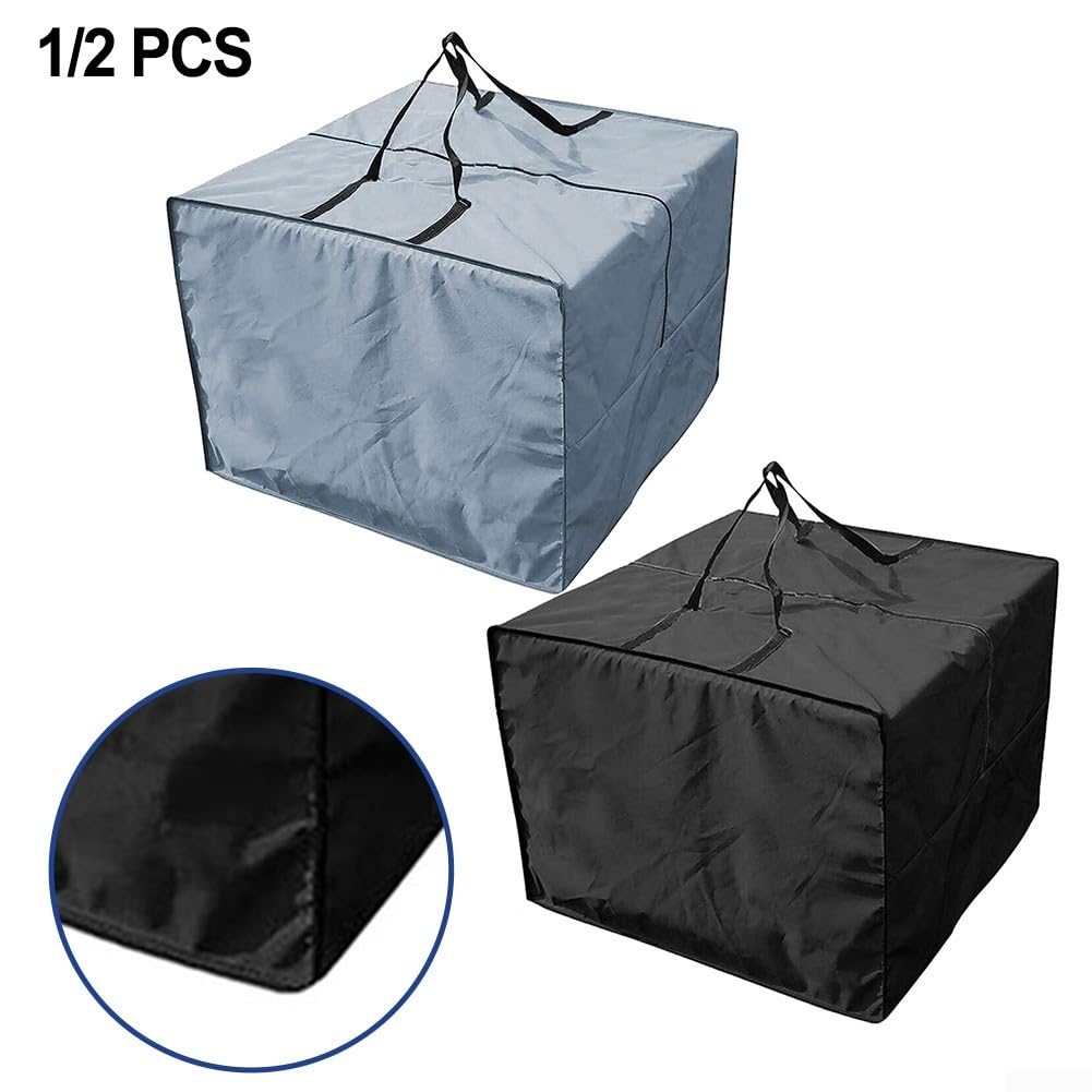 Lot de 2 sacs de rangement à fermeture éclair pour coussins de jardin et sapin de Noël, 81 x 81 x 61 cm, polyester 210D, housse de protection imperméable et très résistante, taille L (noir)