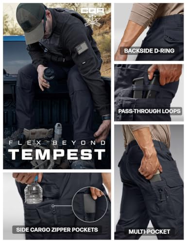 Image of CQR Men's Flex Stretch Tactical Pants, Water Resistant Ripstop Cargo Pants, Lightweight EDC Outdoor Work Hiking Pants