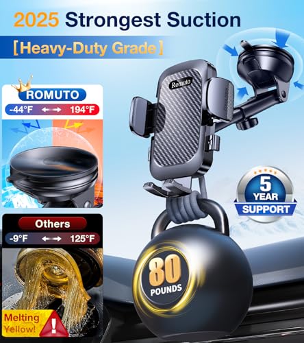 Phone Holders for Your Car【Upgraded Strongest Suction】Car Phone Holder Mount Dash【360° Adjustable】Suction Cup phone Mount for Truck Stand Cell PHone Holder for Car mount Fit All iPhone Car Accessories - Image 5