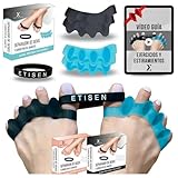 ETISEN Zehenspreizer Silikon, Hallux Valgus Korrektur, Zehentrenner Damen Herren, Toe Separator, Hammerzehen Korrektur, Ballenzehen Schiene, Zehenspreizer gegen Schmerzen (Blau, Schwarz)