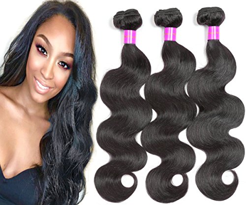 Newsilky 10A Brazilian Virgin Hair Body Wave 3 Bundles 100% Unprocessed Body Wave Human Hair Bundles Natural Color Hair Extensions Can Be Dyed And Bleached(18
