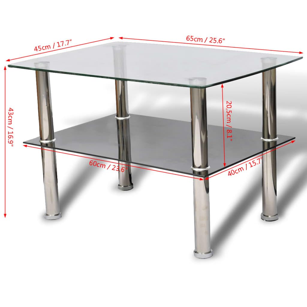 Couchtisch Glas 2 Ebenen, Couchtisch, Wohnzimmertisch, Beistelltisch - für Wohnzimmer und Büro - Mittelpunkt für Ihr Zuhause