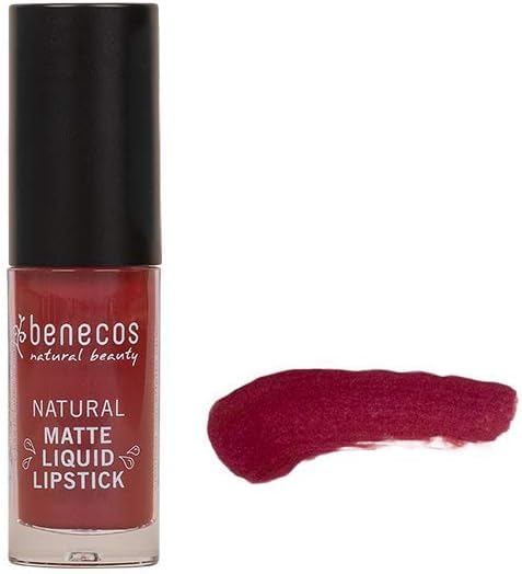 benecos Biokosmetik – Matte Liquid Lipstick – hoog gepigmenteerd – met carnaubawas – talkvrij – vegan – bloederige bes, 5 ml