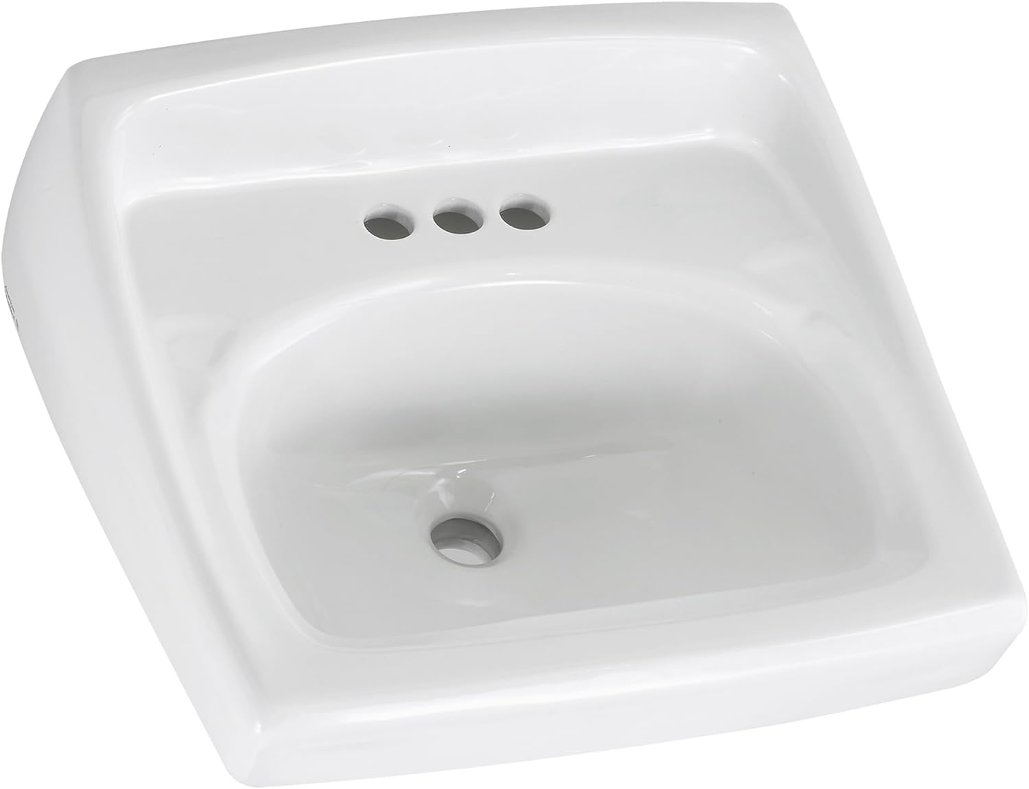American Standard 0355.027.020 Lucerne Wall-Mount Lavatory Sink with 4-Inch Faucet Holes for Exposed Bracket Support, White