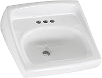 American Standard Lucerne Wall-Mount Bathroom Sink, White Vitreous China, 4-Inch Faucet Holes, D-Shape Bowl 20.5x18.25 Inch