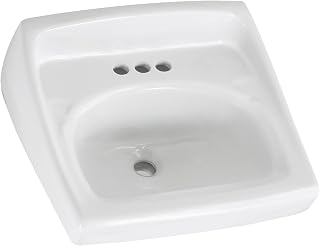 American Standard Lucerne Wall-Mount Bathroom Sink, White Vitreous China, 4-Inch Faucet Holes, D-Shape Bowl 20.5x18.25 Inch