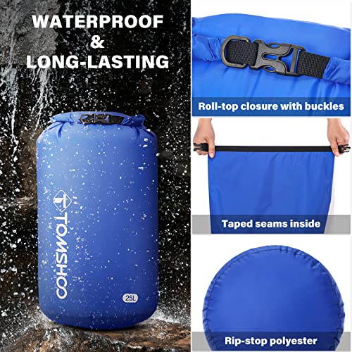 Tomshoo Dry Bag 3-Pack/5-Pack, Lightweight Waterproof Bags Roll Top Sack Set Keeps Gear Dry For Hiking, Beach, Fishing, Kayaking, Boating, Swimming, Camping #TOP2