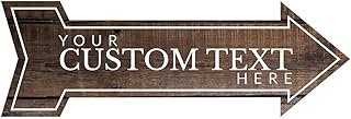 Custom Arrow Shape Plus Rustic Wood - Dark Oak - (Right) 12x4" Wall or Door Sign | Personalized Christmas Holiday Decoration