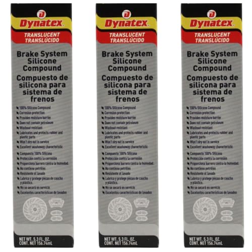 Image of Dynatex Brake System Silicone Compound 5.3 oz Tube - Pure Silicone, No Petroleum, -40F to 500F, Protects Rubber, Moisture Resistant (3-Pack)