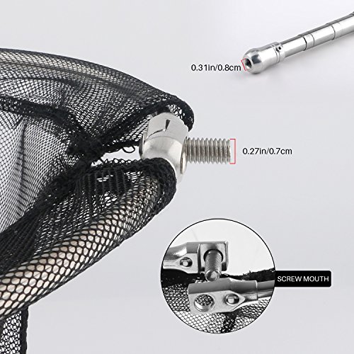 BlueStraw Fishing Landing Net Folding Stainless Steel Fish Carp Landing Net with Extending Non-Slip Pole Handle, Fish Shrimp Bird Butterfly Catching Gear - Thumbnail 4