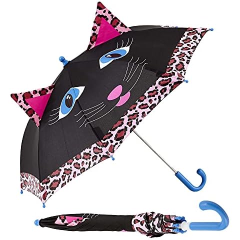 ShedRain Riley Cat Kids Umbrella - Pinch-Proof, Easy Grip Handle Cover
