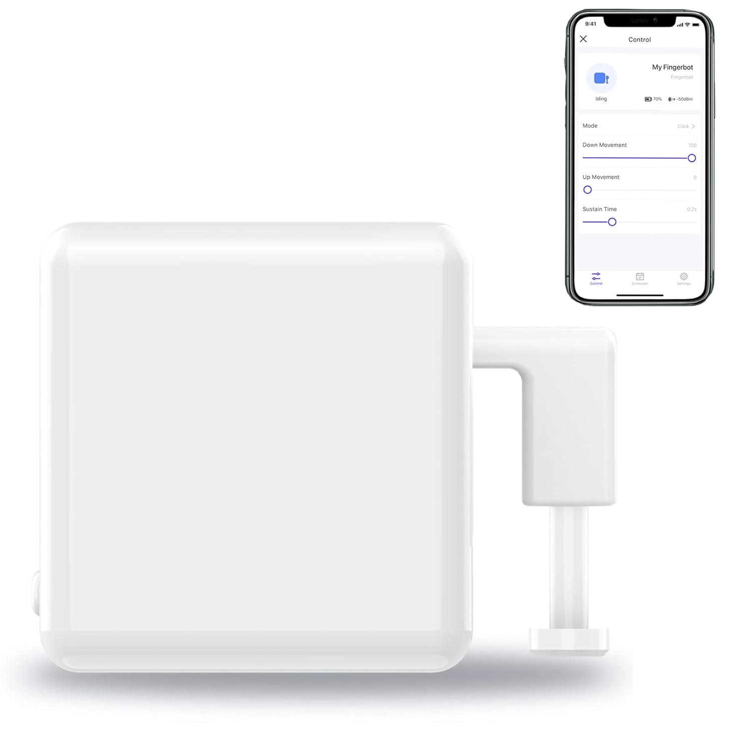 Smart Switch Button Pusher: Bluetooth Fingerbot, Smart Life Tuya App or Timer Control, No Wiring, Switch Bot Button Pusher for Light Doorbell Coffee Maker Fan (White)