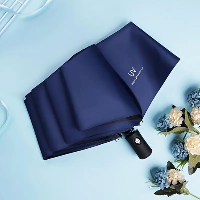 1Pcs-Blue, UV Protection Umbrella SPF 50+ | Auto Open Close 3 Fold | Windproof Travel Umbrella | Large Canopy Sun & Rain Protection for Unisex-image-29