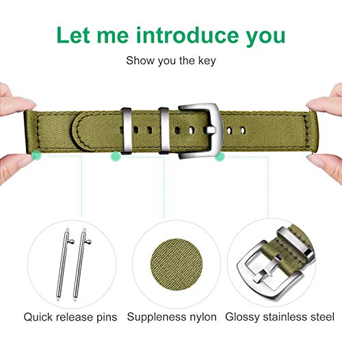 Ullchro Nylon Watch Strap Replacement Canvas Watch Band Military Army Men Women - 18Mm, 20Mm, 22Mm, 24Mm Watch Bracelet With Stainless Steel Silver Buckle (22Mm, Army Green) #TOP3