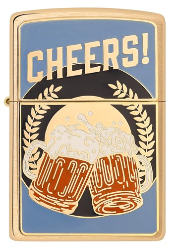 Mechero Zippo resistente al viento de latón con diseño de cerveza 3