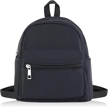 Small Backpack, Nylon Mini Backpack for Women, Lightweight Cute Backpacks with Detachable Shoulder Strap black