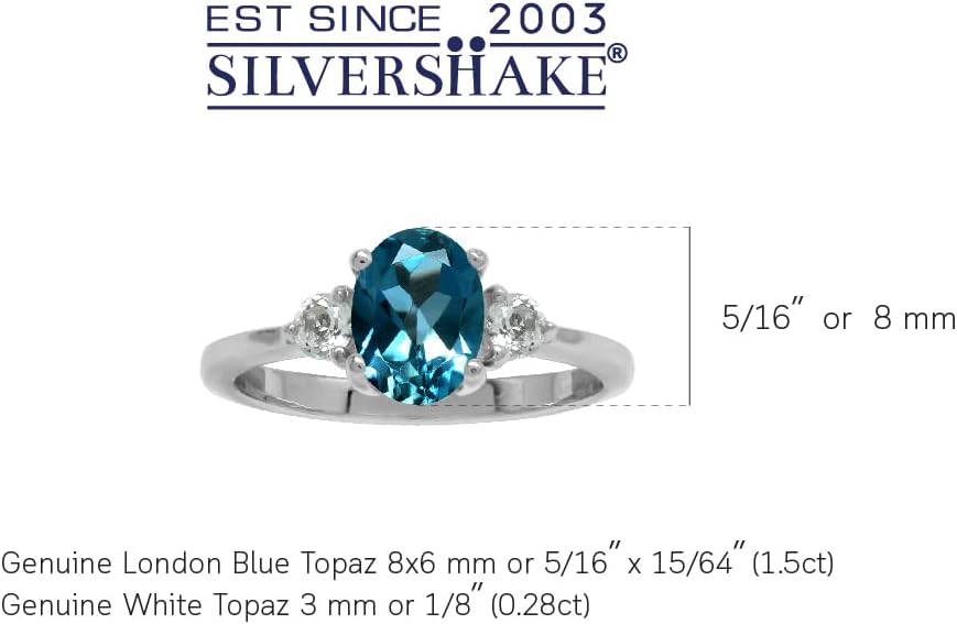 Silvershake 8X6mm Oval Shape Gemstone White Gold Plated or Yellow Gold Plated 925 Sterling Silver Engagement Ring Jewelry for Women - Image 3