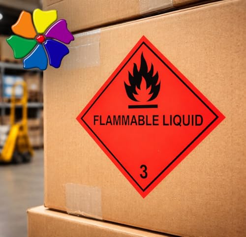 Étiquette classe 3 liquide inflammable 100mm x 100mm rouleaux de signalisation - 5