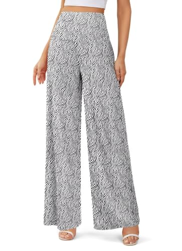 JZC Women's Palazzo Lounge Pants Stretchy Wide Leg Casual Pants Comfy High Waist Flowy Pants S-3XL