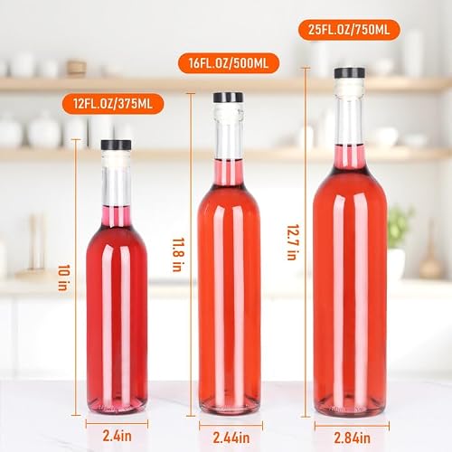 Alotpower Wine Bottles 16oz with T-top Caps & Seal Shrink Capsules Caps12Pack, 500 ml Glass Bottles for Wine Making,Empty Glass Bottles with Cork for Kefir,Beverages,Kombucha(16fl.oz/500ml)