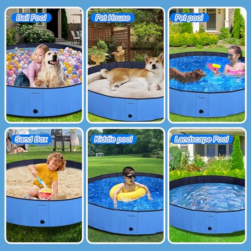 YAZXGBO Foldable Dog Pool for Large Dogs, 63'' Swimming Pool for Small Dogs, Outdoor Pet Pool Pet
