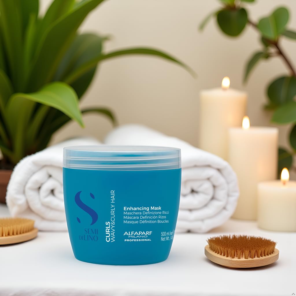Alfaparf Milano Semi Di Lino Curls Enhancing Mask for Wavy and Curly Hair - Hydrates and Nourishes - Reduces Frizz - Protects Against Humidity - Vegan-Friendly Formula