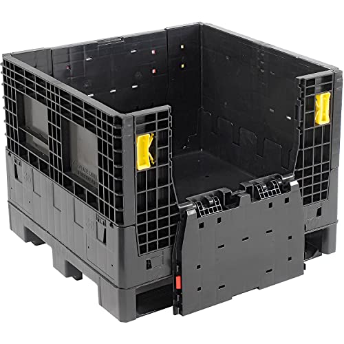 Global Industrial Plastic Folding Bulk Shipping Container, 32" L x 30" W x 25" H, 8.7 Cu. Ft., 1800 lb. Capacity, Collapsible Container with Open Top, Black - Thumbnail 2