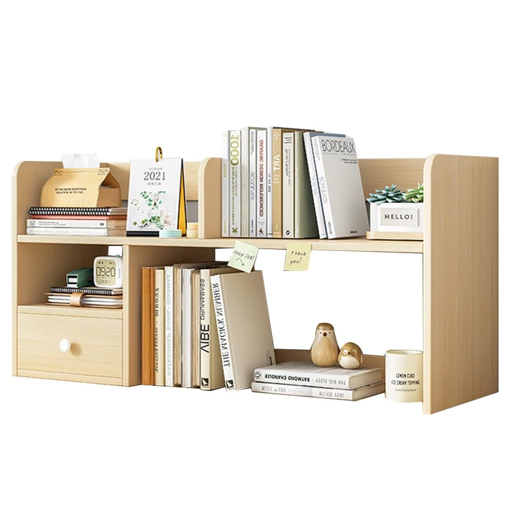 Organisateur de bibliothèque élégant avec tiroir et finitions soignées