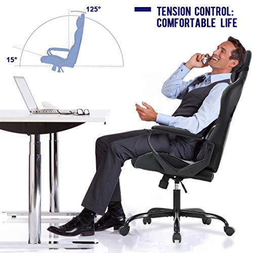 BestOffice High-Back Gaming Chair PC Office Chair Computer Racing Chair PU Desk Task Chair Ergonomic Executive Swivel Rolling Chair with Lumbar Support for Back Pain Women, Men,White by BestOffice - Image 2