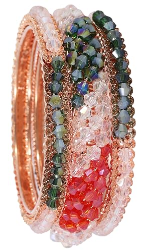 Image of NMII Stylish Pearls Alloy Metal Kada Bangles Set For Women and Girls | Fancy Metal Bangles | Trendy Design Bangles For Girls | Wedding, Party, Shadi Fashion Jewellery-Set of 6 Bangles