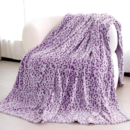 MIBOI Purple Throw Blanket, Cute Small Leopard Blankets for Girls 40''x50''