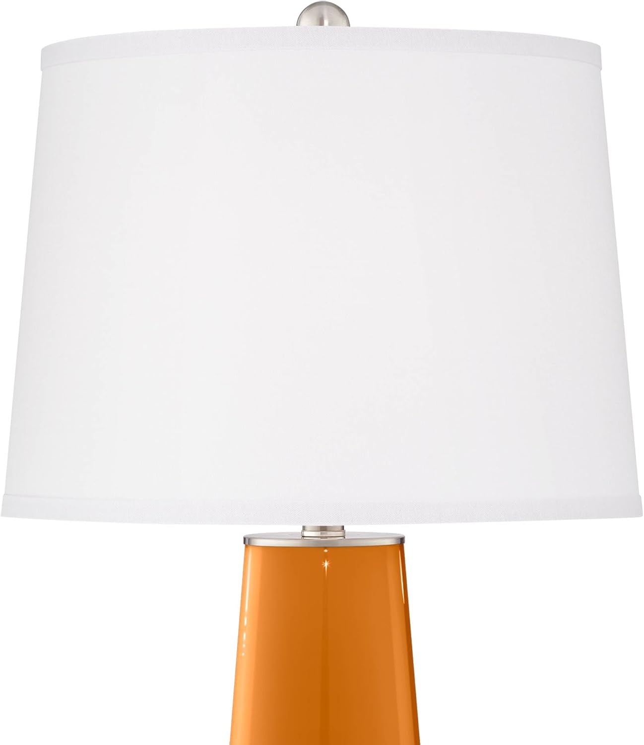 Color + Plus Leo 29 1/2" Tall Cylinder Modern End Table Lamps Set of 2 Cinnamon Spice Orange Brushed Nickel Finish Glass White Shade Living Room Bedroom Bedside Nightstand House Office Home Reading
