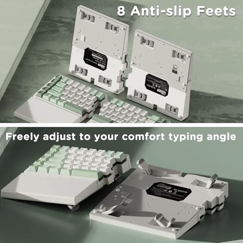 Image of RK ROYAL KLUDGE S70 Ergonomic Split Keyboard, Linear Switch White | Wireless RGB Mechanical Keyboard with Bluetooth /2.4G /USB, 75% Hot Swappable Gaming Keyboards w /Fixed Wrist Rest, PBT Keycaps
