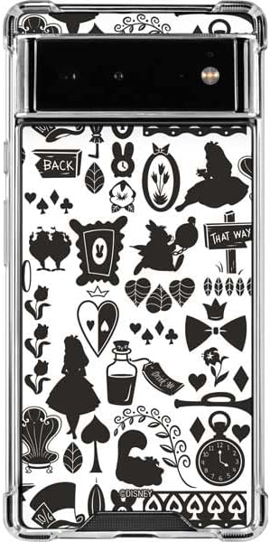 Skinit Clear Phone Case Compatible with Google Pixel 6 - Officially Licensed Disney Alice in Wonderland (Animated) Silhouette Pattern Design
