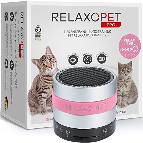 RelaxoPet Pro Ontspanningstrainer, versie voor katten, kalmerend door geluidsgolven, ideaal bij onweer, alleen of op reis, hoorbaar en onhoorbaar