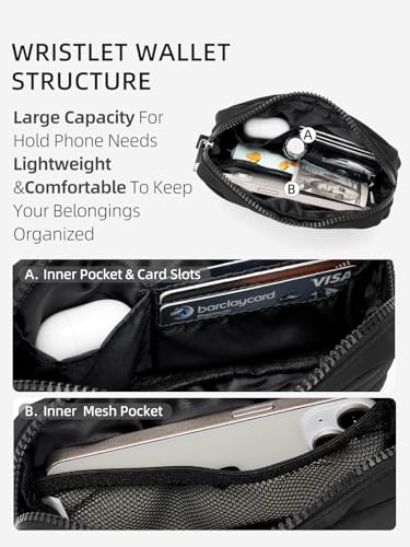 WESTBRONCO Puffer Wristlet Wallets for Women RFID Nylon Wallet with Zipper Quilted Purse for Travel Credit Card Holder Phone3